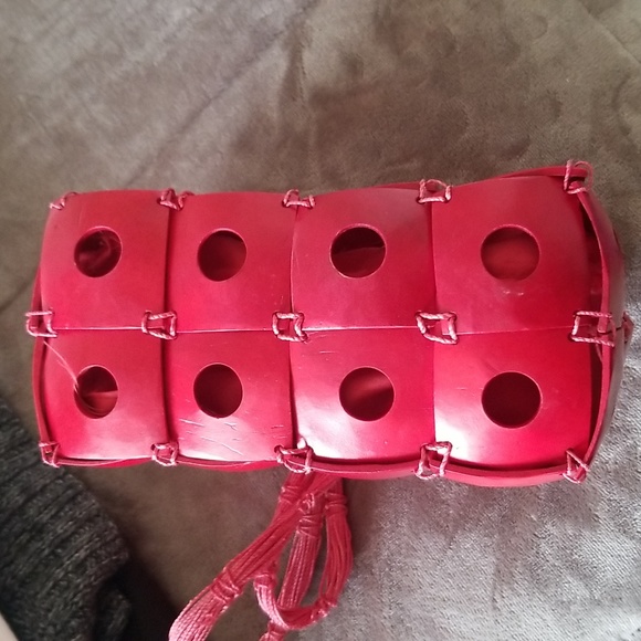 Unique Super Cute Red Wood Pieced Purse. - Picture 7 of 7